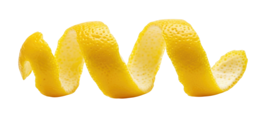 Lemon peel spiral transparent background cutout png