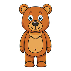 Obraz premium Cute Brown Cartoon Bear with Black Outline on Isolated White Background