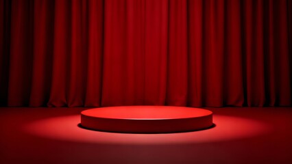 stage with red curtains and spotlight