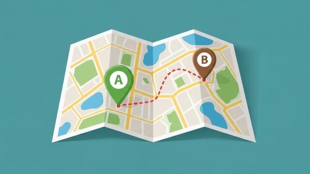 Navigating from point a to point b on a folded map
