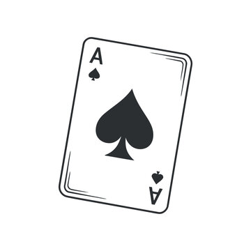 a detailed illustration of a single playing card specifically the ace of spades presented in a monochrome style with clean lines and shadows