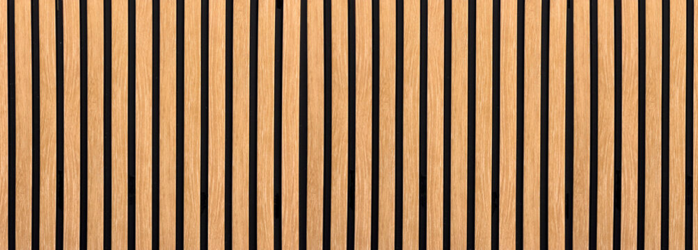 Wooden slatted wall paneling texture background