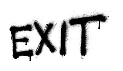 Exit Text Brush Stroke Paint Drip PNG Transparent