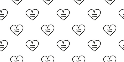 Cute seamless pattern with doodle Valentine heart shaped letters on white background.