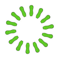 Cute round frame with doodle cactuses isolated on white background.