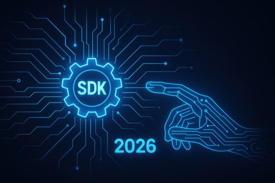 Innovative sdk technology launch 2026 digital graphics futuristic environment close-up view