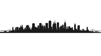 Obraz premium Modern City Skyline Silhouette with Skyscraper Buildings and Bridge