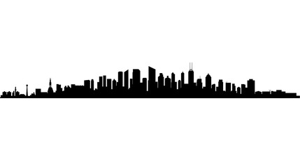 Obraz premium Horizontal Black and White Metropolitan Skyline Outline for Graphic Design