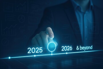 Businessman Touching Digital Timeline for Future Planning
