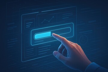 Hand Touching Digital Interface with Loading Bar