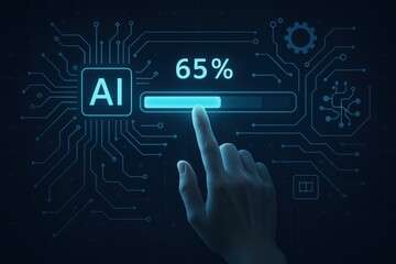 AI Progress Bar Interface with Digital Circuitry