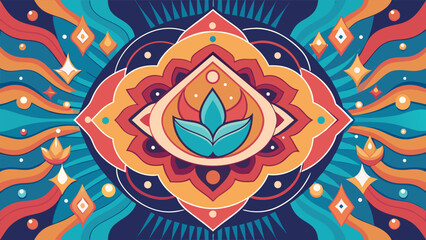 Colorful vector illustration showcasing a stylized mandala with floral and geometric patterns in a vibrant, eye catching design suitable