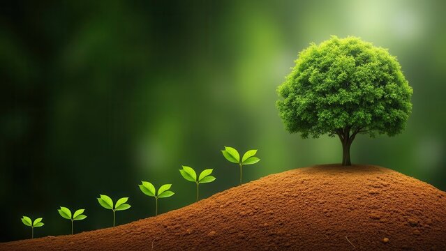 Growth of a tree from seedlings