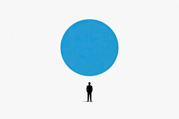 Obraz premium Human Figure Beneath a Large Blue Circle