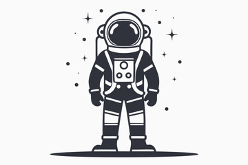 Cartoon Astronaut Waving Hand With Suit and Helmet on White Background