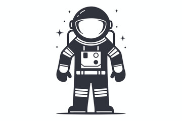 Standing Astronaut in Spacesuit. Isolated. Illustration. Icon Style. 80 Characters