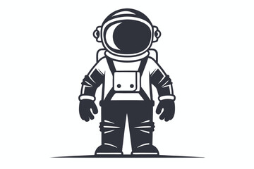 Cartoon Astronaut in Spacesuit, Silhouette Illustration, Minimalist Spaceman Design,