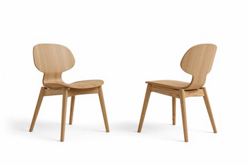 Modern Wooden Chair with Clean Lines and Realistic Texture on White Background