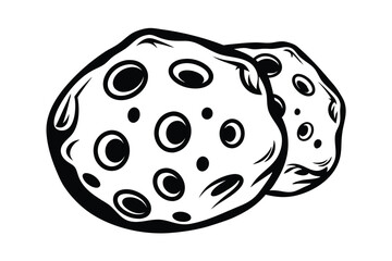 Two Round Spotted Forms, Black and White, Patterned Spheres, Simple Design, Dotted Ball