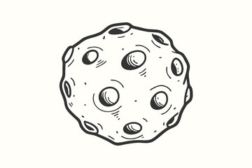 HandDrawn Cookie with Chocolate Chips, Isolated on White Background, Black and White