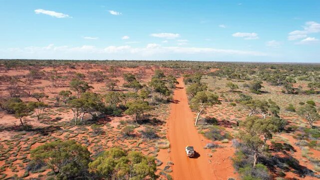 Driving across the country in Australian desert outback