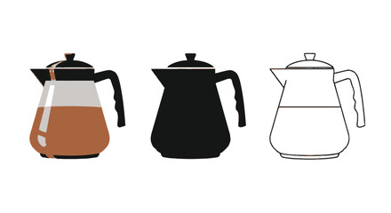 Three variations of a traditional arabic coffee pot or dallah illustration