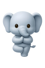 Fototapeta premium A cute baby elephant performs a yoga tree pose with a peaceful expression on a transparent background isolated on transparent background