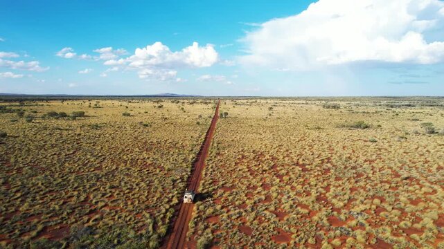 Driving across the country in Australian desert outback