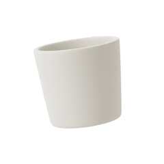 Clean and minimalist white ceramic cup, empty and isolated on a transparent background, perfect for coffee, tea, or any beverage, showcasing its simple design and elegant form.