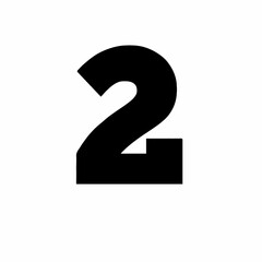 Large black number two on white background