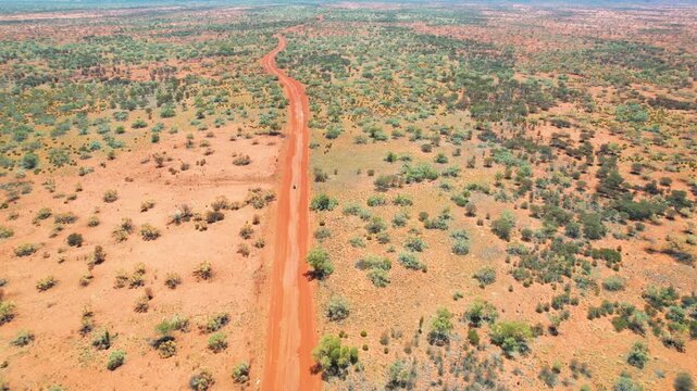 Driving across the country in Australian desert outback