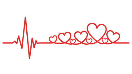 Heart Rate Line with Hearts Symbols.