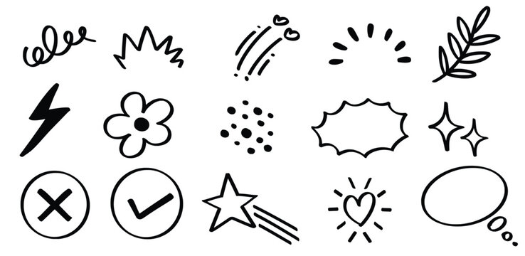 Set of hand drawn Cute theme Isolated Vector