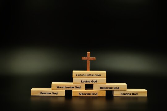 Faithfulness Living Wooden Blocks Stack Wooden Cross