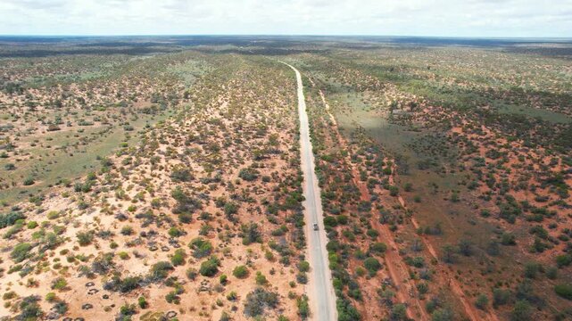 Driving across the country in Australian desert outback