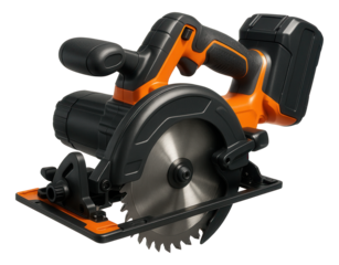 Battery-operated cordless table saw for use in remote areas without power access.