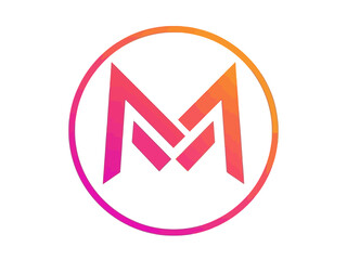 Vibrant pink and orange gradient letter M logo design