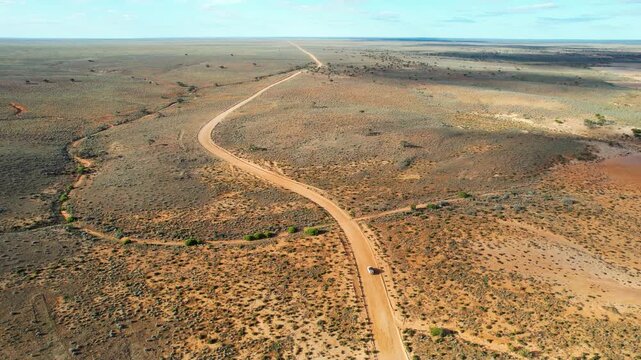 Driving across the country in Australian desert outback