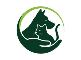 Heartwarming animal shelter logo with dog and cat together