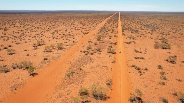 Driving across the country in Australian desert outback