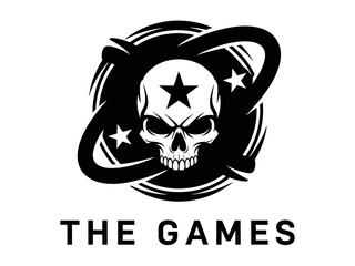 Edgy skull logo with star and ring design for gaming