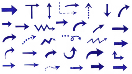 Collection of various arrows and directional symbols
