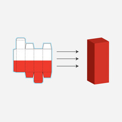 cardboard box template into a finished package vector illustration 