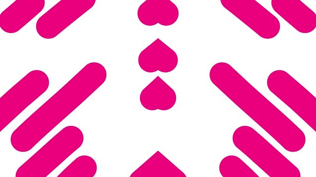 Animated magenta decorative lines is moving. Mirror reflection. Linear pink background. Looped video. Vector illustration isolated on white background.