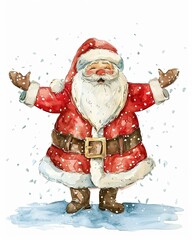 Watercolor Quirky Christmas Santa Claus isolated on white background.