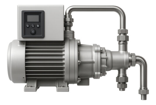 Oil-free rotary screw compressor with stainless steel piping for cleanroom use.
