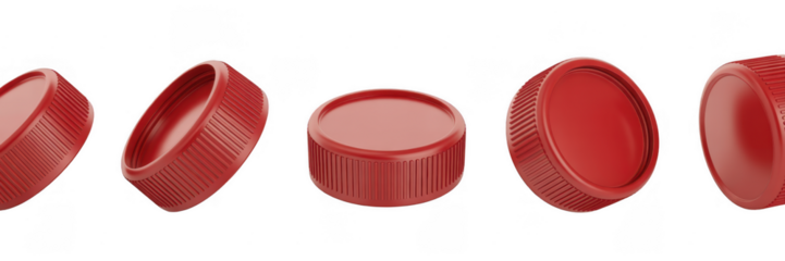 Five red plastic bottle caps red bottle caps plastic caps isolated on a transparent background