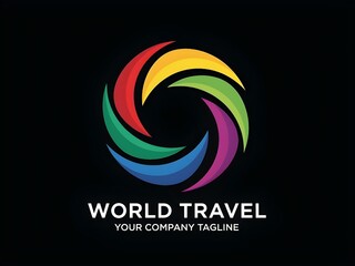 Vibrant World Travel logo with colorful swirling design
