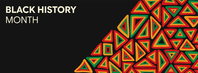 African Americans Black history month lettering with hand drawn colorful triangle pattern background vector illustration