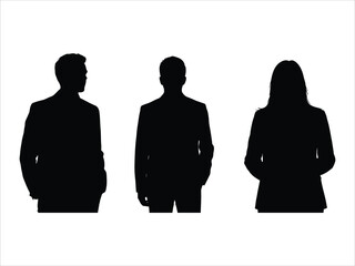People silhouettes in conversation and groups isolated on white background, Vector woman, man, 